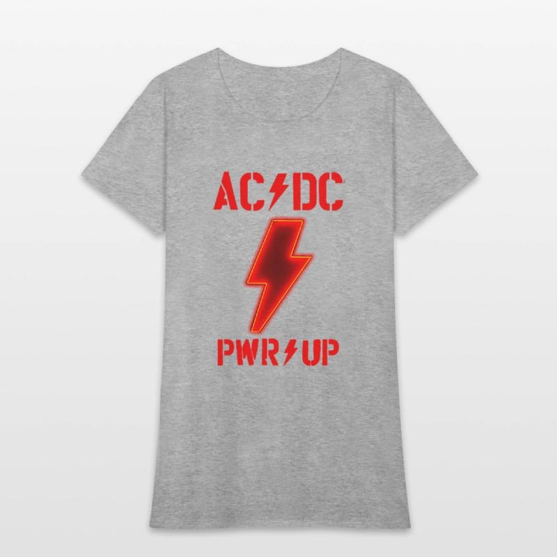 AC/DC Logo Design With Power Up Tracks Backprint Womens T-Shirt