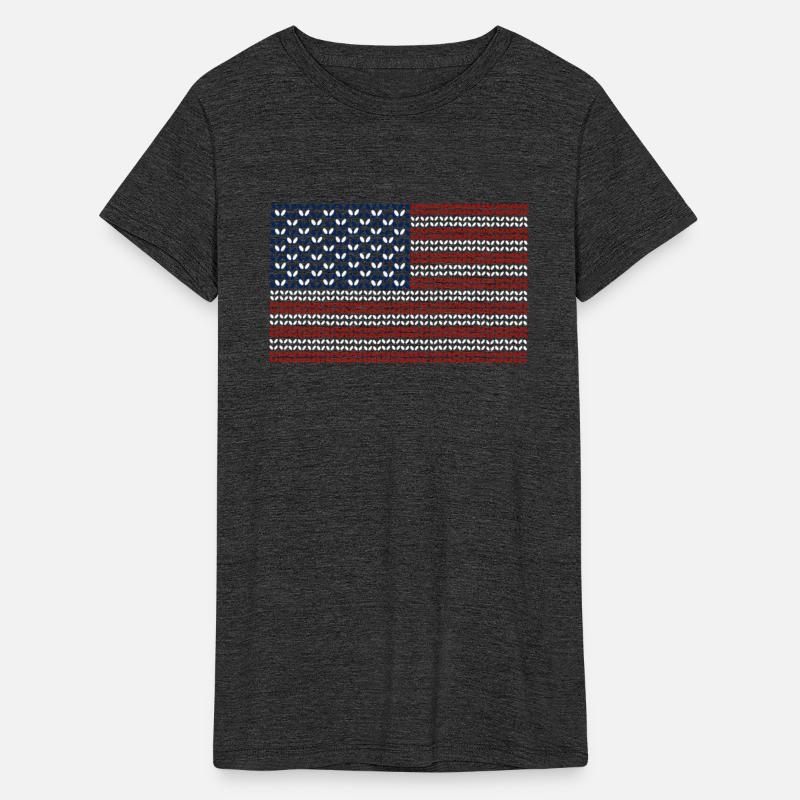 American Flag - knit pattern design Womens Tri-Blend Organic T-Shirt