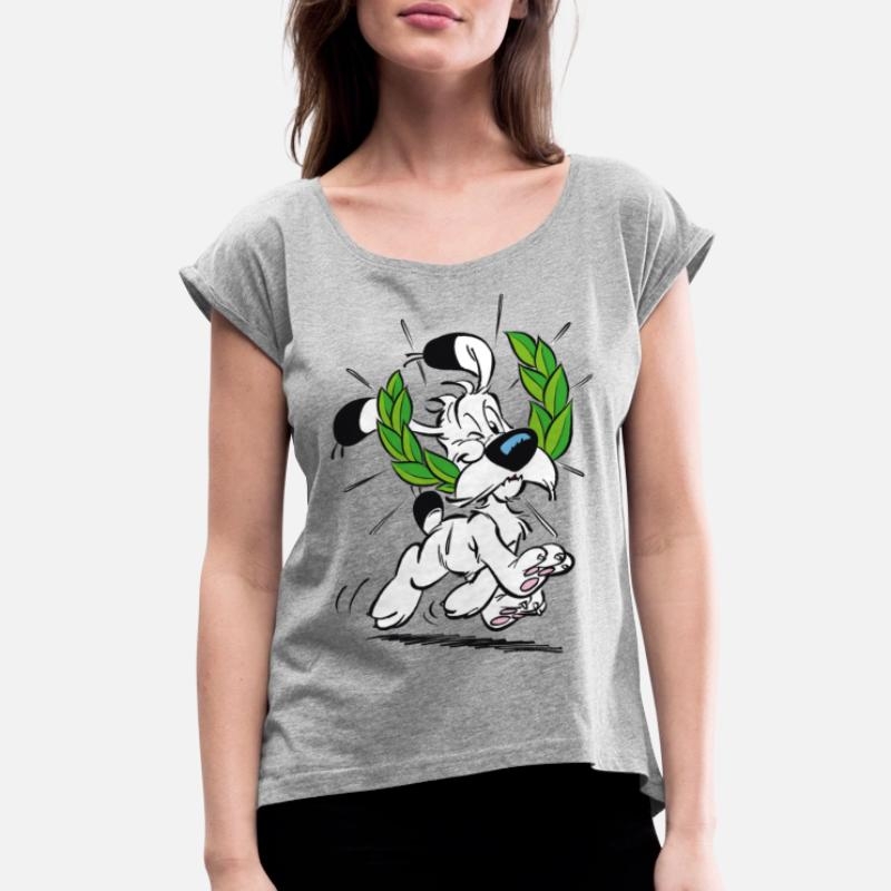 Asterix & Obelix Dogmatix Laurel Wreath Womens Rolled Sleeve T-Shirt