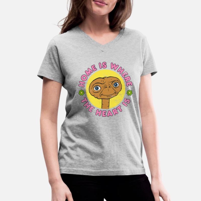 E.T. Home Is Where The Heart Is Womens V-Neck T-Shirt