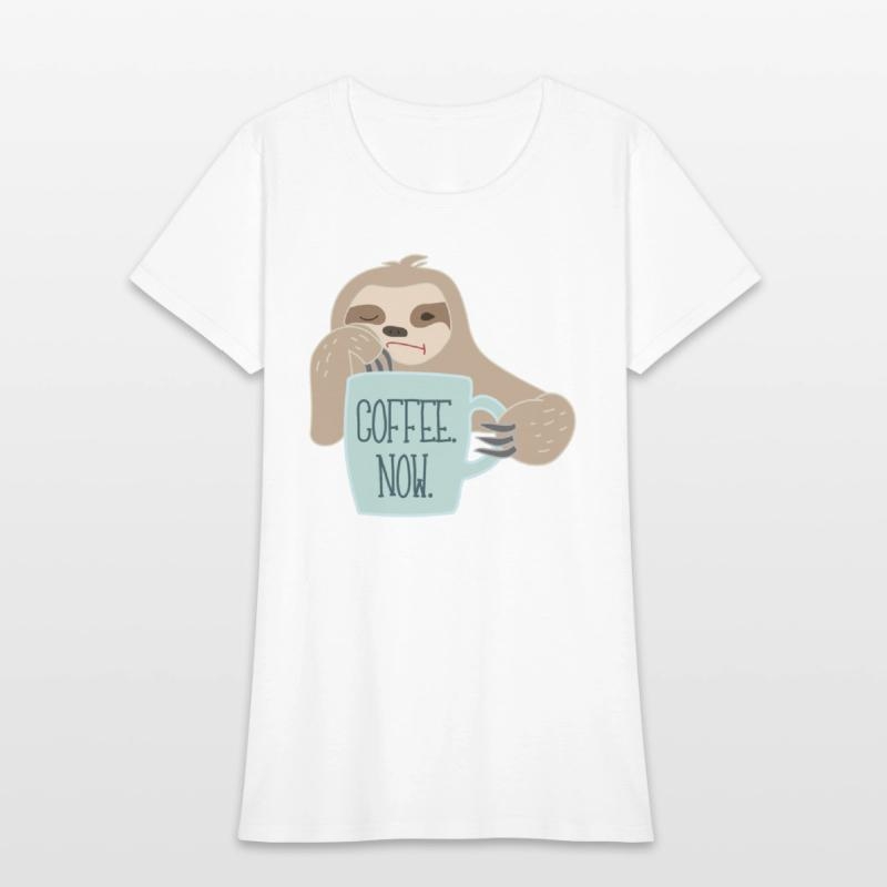 Sloth Needs Coffee Womens T-Shirt